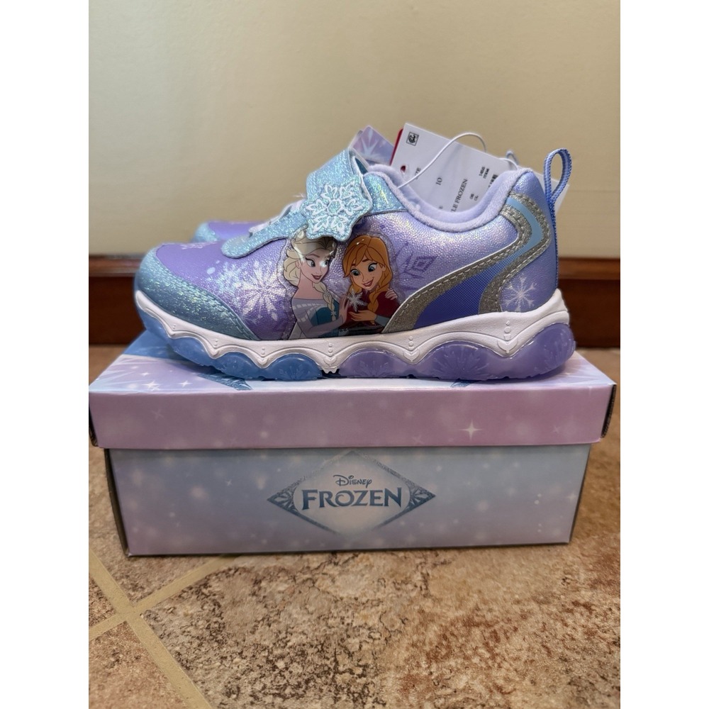 Toddler Girls' Disney Frozen Light Up Elsa & Anna Sneakers Size 10 NWB Shoes